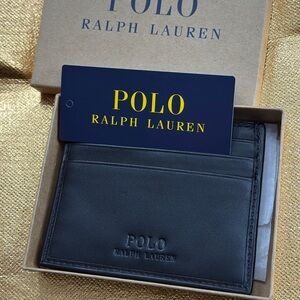 Ralph Lauren Black Leather Card & Key Holder